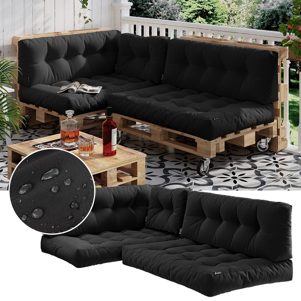PALETTENKISSEN SET Ohio Anthrazit 5 Teile, wasserabweisend - Anthrazit, Textil (120/15/80cm) - Vicco