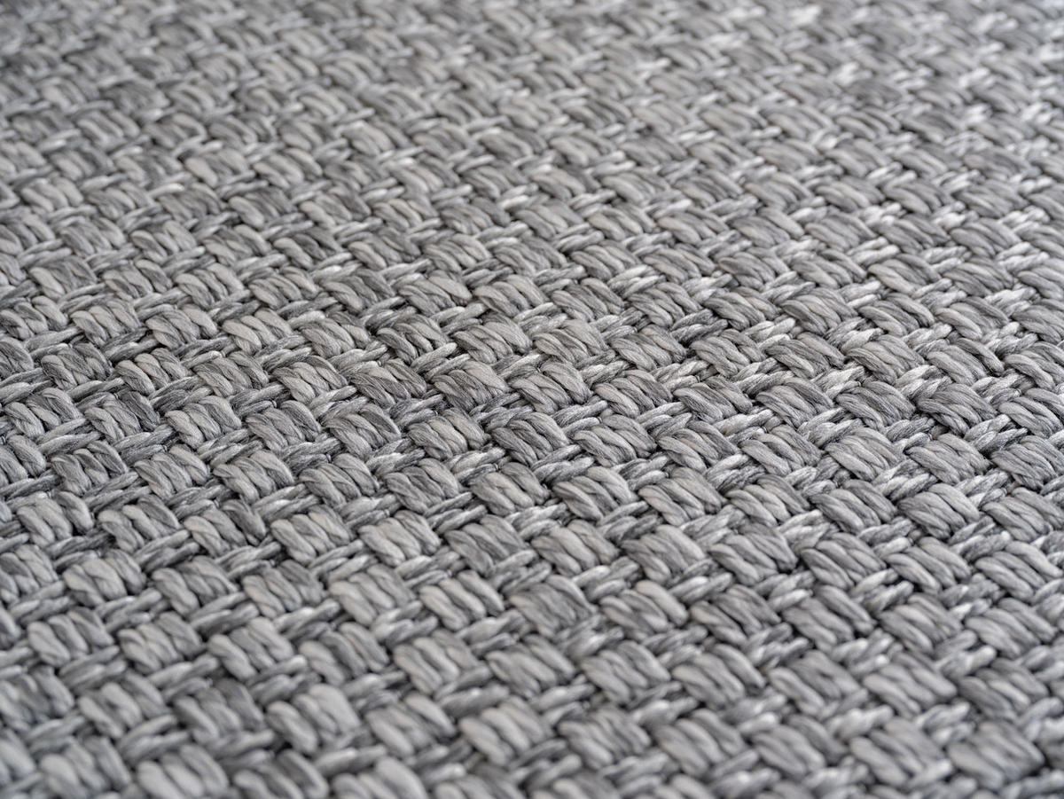 TEPPICH In-/Outdoor Flachgewebe Unifarben Polypropylen Balkon Grau Läufer 80x250 - Grau, Textil (80/250cm) - KADIMA DESIGN