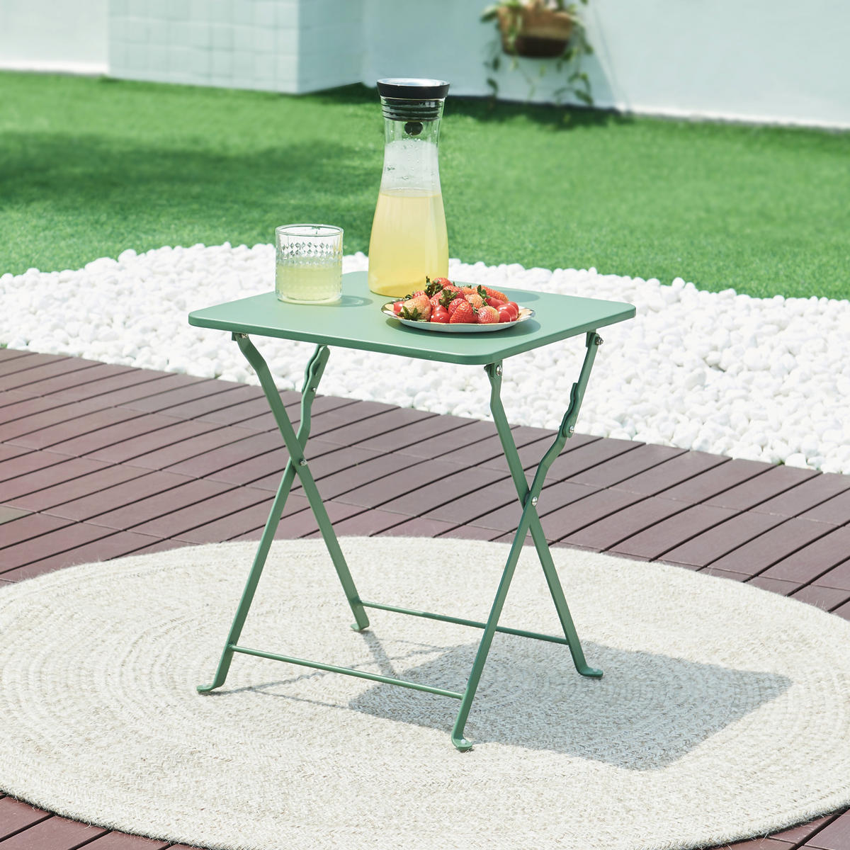 GARTENKLAPPTISCH Vegårshei - Grün, Metall (40/40/45cm) - [en.casa]