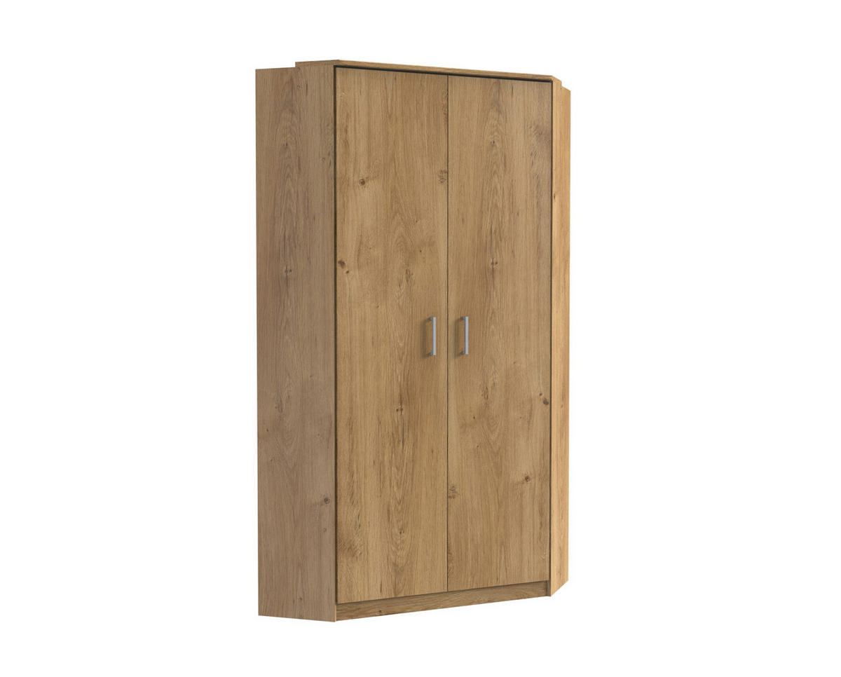 KLEIDERSCHRANK Click in Plankeneiche Weiß - Eckkleiderschrank ohne Spiegel - Braun, Holzwerkstoff (95/198/95cm)