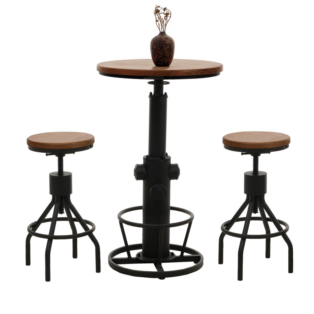 SET BARTISCH + BARHOCKER Braun 3er-Set - Braun, Holz (61/123/61cm) - MCW