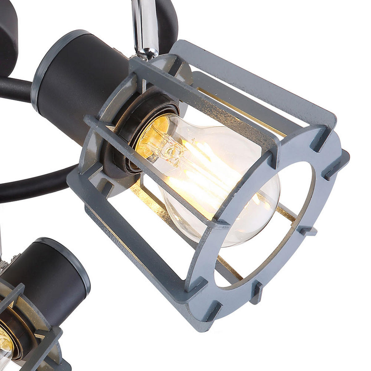 LED DECKENLEUCHTE Metall Holz Schwarz 3-Flammig - Schwarz, Holz (28/28/18cm)