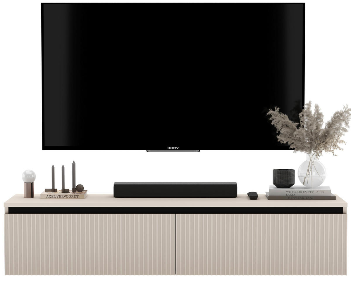 TV-SCHRANK Selene Kaschmir matt Glamour 140 cm - Kaschmir, Holzwerkstoff (140/30/35cm) - Meble Lindner