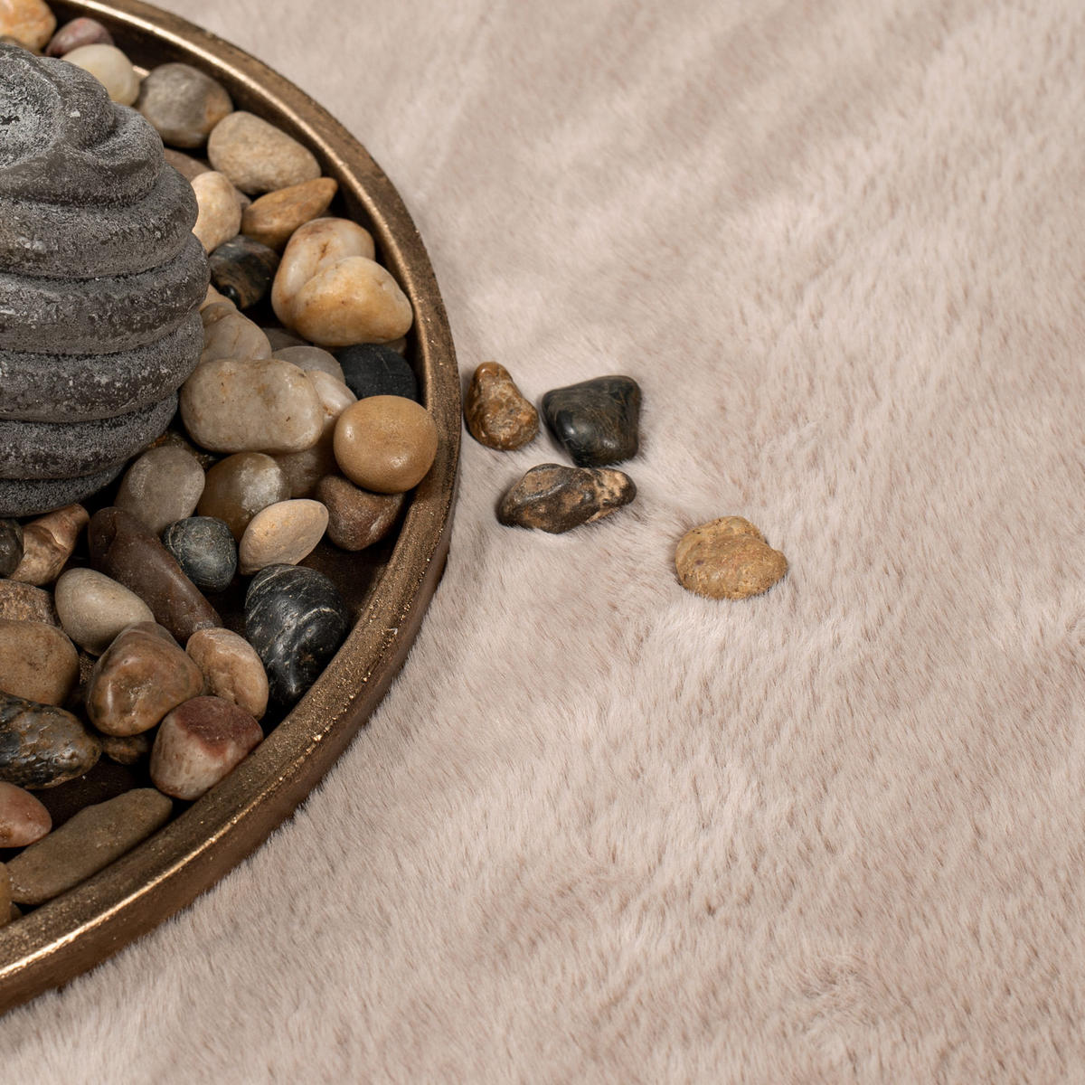 HOCHFLOR-TEPPICH Topia 400 Taupe 120 cm Rund - Taupe, Textil (120/120cm) - carpet city