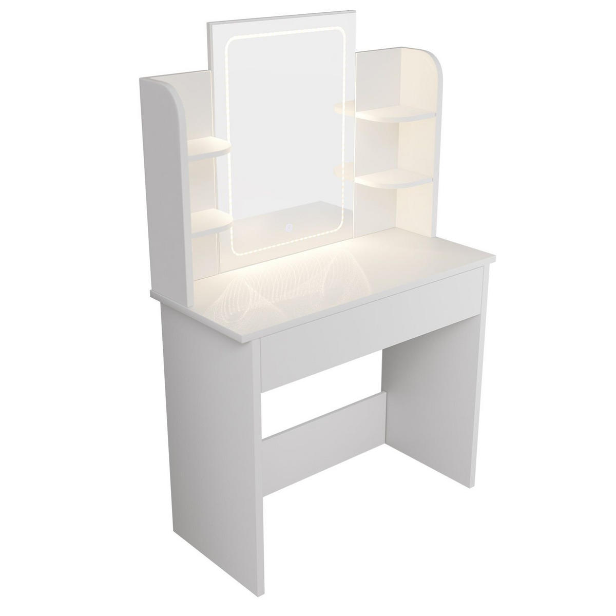 SCHMINKTISCH Zoey mit LED-Spiegel - Weiß, Holz (40/140/90cm) - Juskys