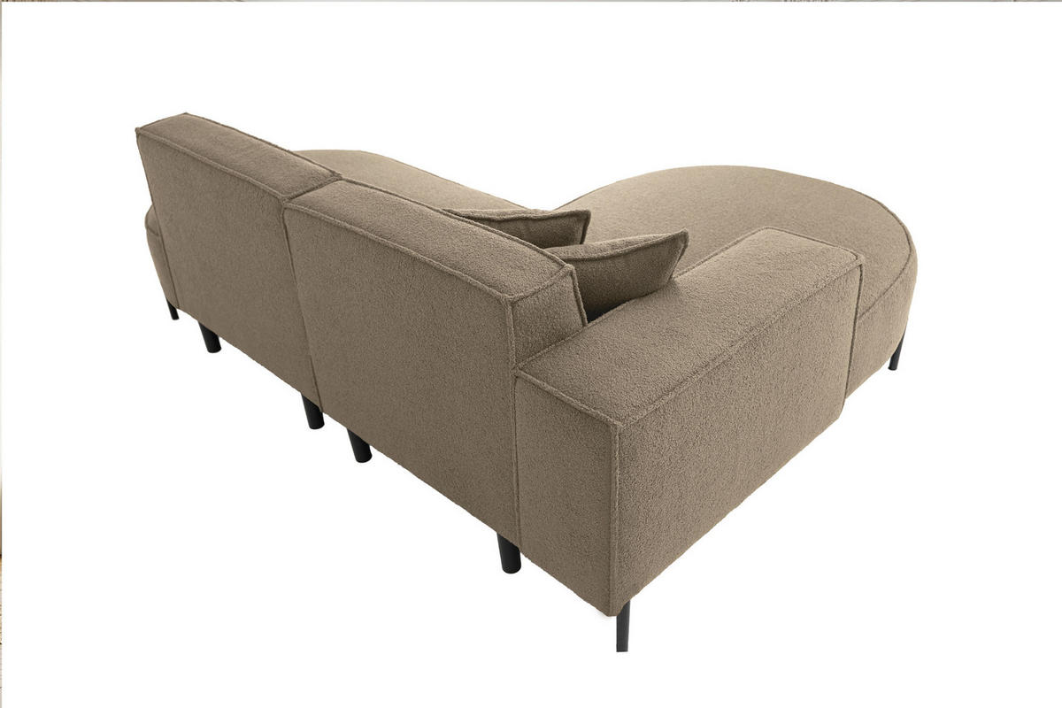 ECKSOFA Hana Loft 3-Sitzer Ecke Links, Boucle, Dunkelbeige 241/80/168 cm - Sandfarben/Schwarz, Textil/Metall (241/168cm) - WFL GROUP