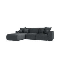 ECKSOFA GUSTO Cordstoff Graphitfarben Links inkl. Schlaffunktion - Chromfarben/Graphitfarben, Kunststoff/Textil (295/194cm) - 99rooms