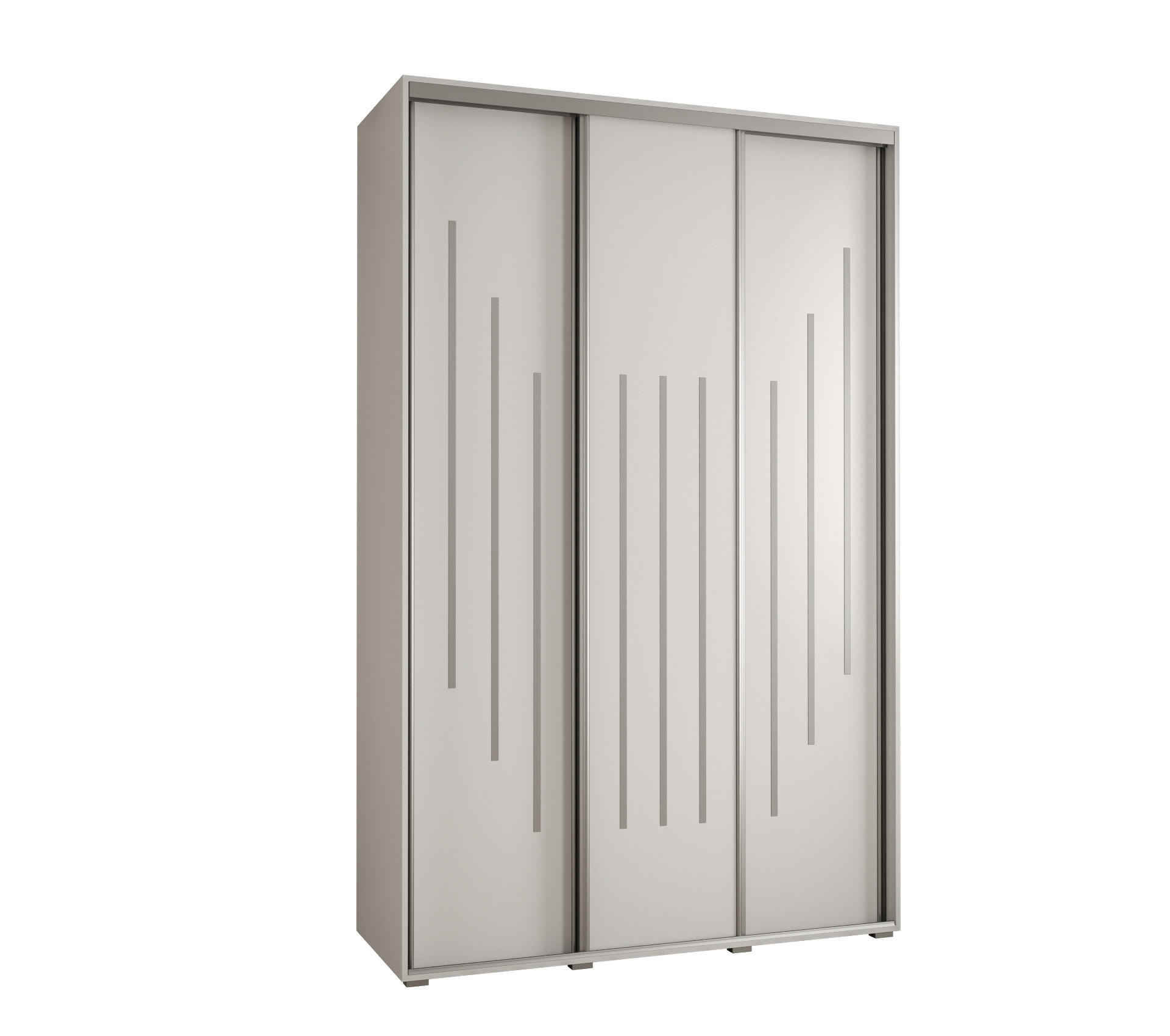 Abiks Möbel Schwebetürenschrank Weiß, Weiß, Silber 150x235x60 cm