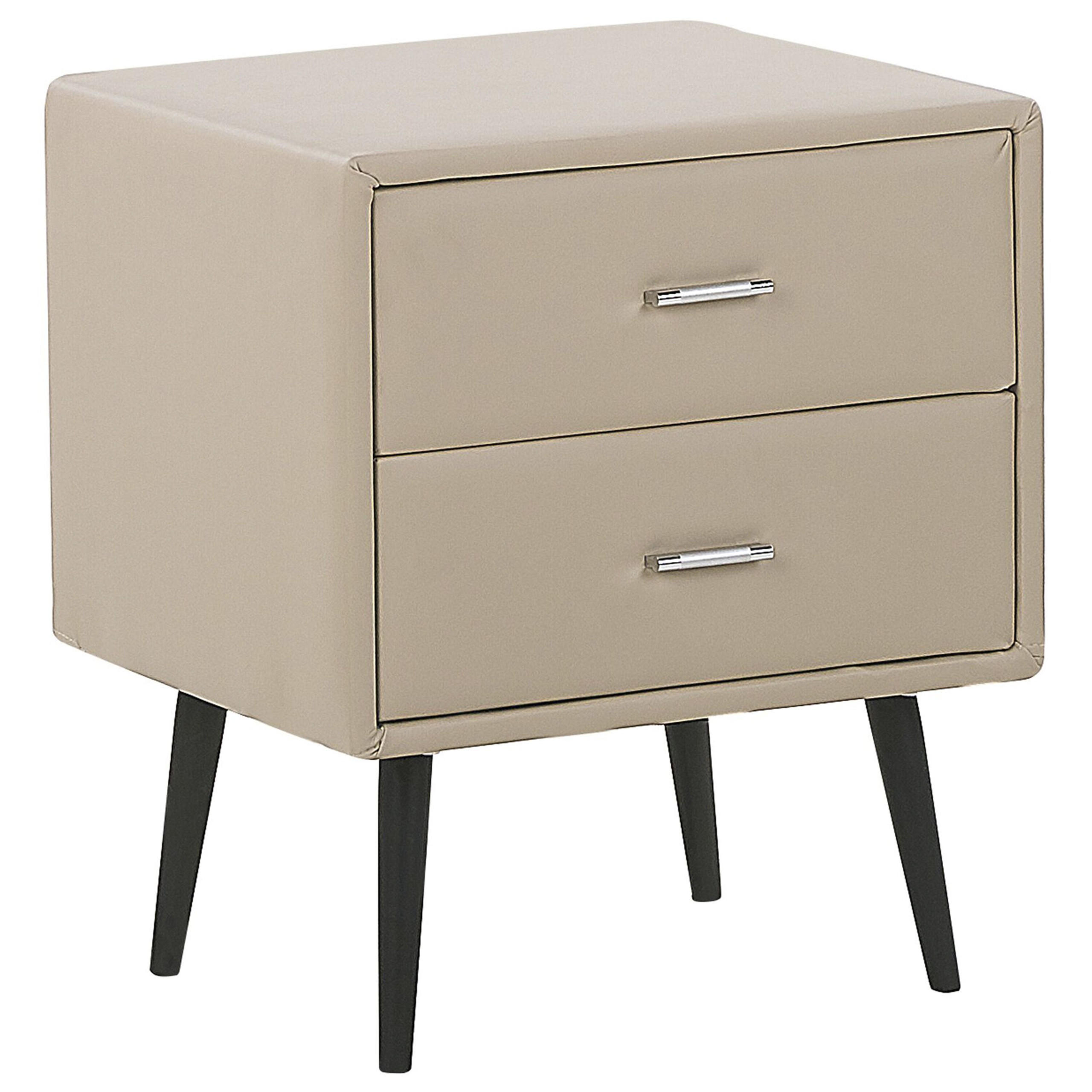 NACHTTISCH beige Kunstleder 2 Schubladen Essonne - Beige, Kunststoff/Textil (48/56/41cm) - Beliani