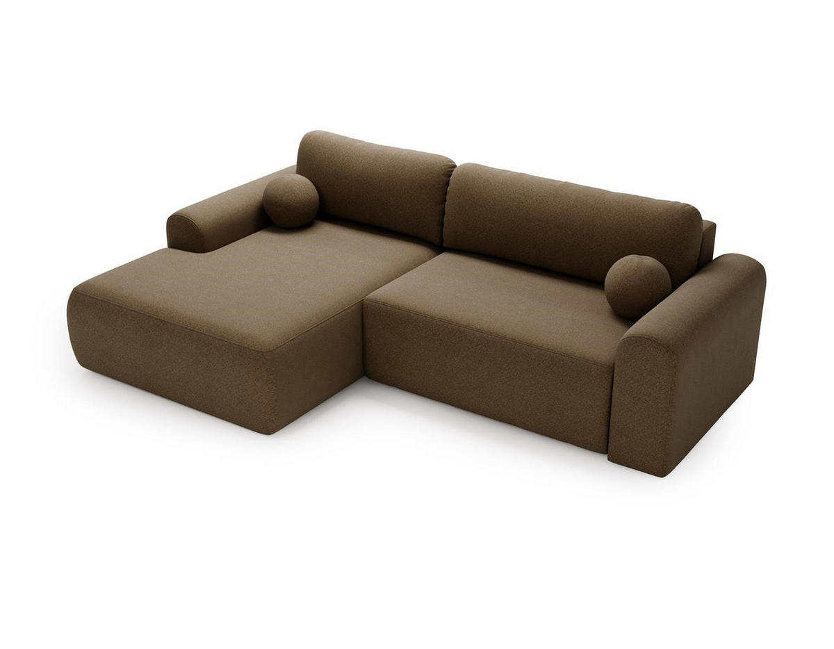ECKSOFA Aurora Braun, mit Schlaffunktion in Lambi Stoff, linke seite - Braun, Holzwerkstoff/Textil (257/177cm) - Bettso