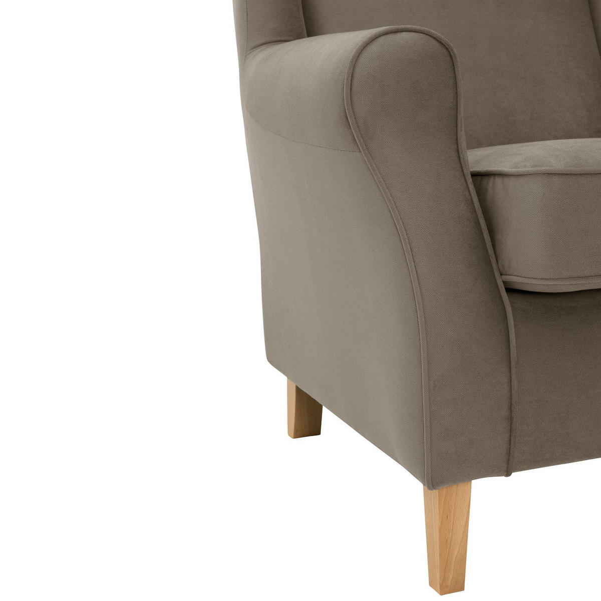 OHRENBACKENSESSEL Karlen Flachgewebe hellbraun - Hellbraun, Kunststoff (77/103/86cm) - 58aufmkessel