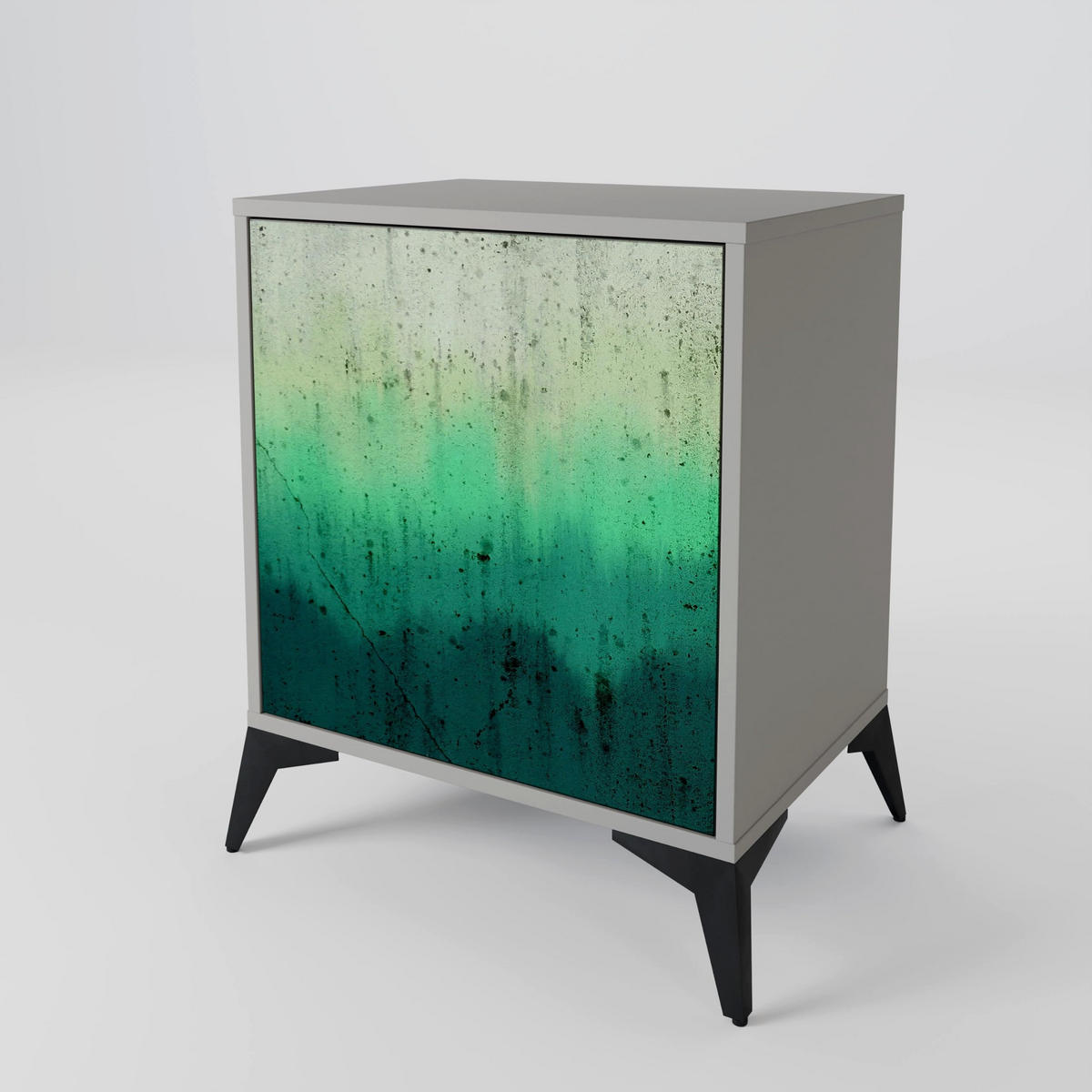 SIDEBOARD NORTHERN LIGHTS, Grau, 57,5x42x77,5 cm, Schräge Buchenholzfüße - Buchefarben/Multicolor, Holzwerkstoff/Buchenholz (57.5/77.5/42cm) - SpaceRebels