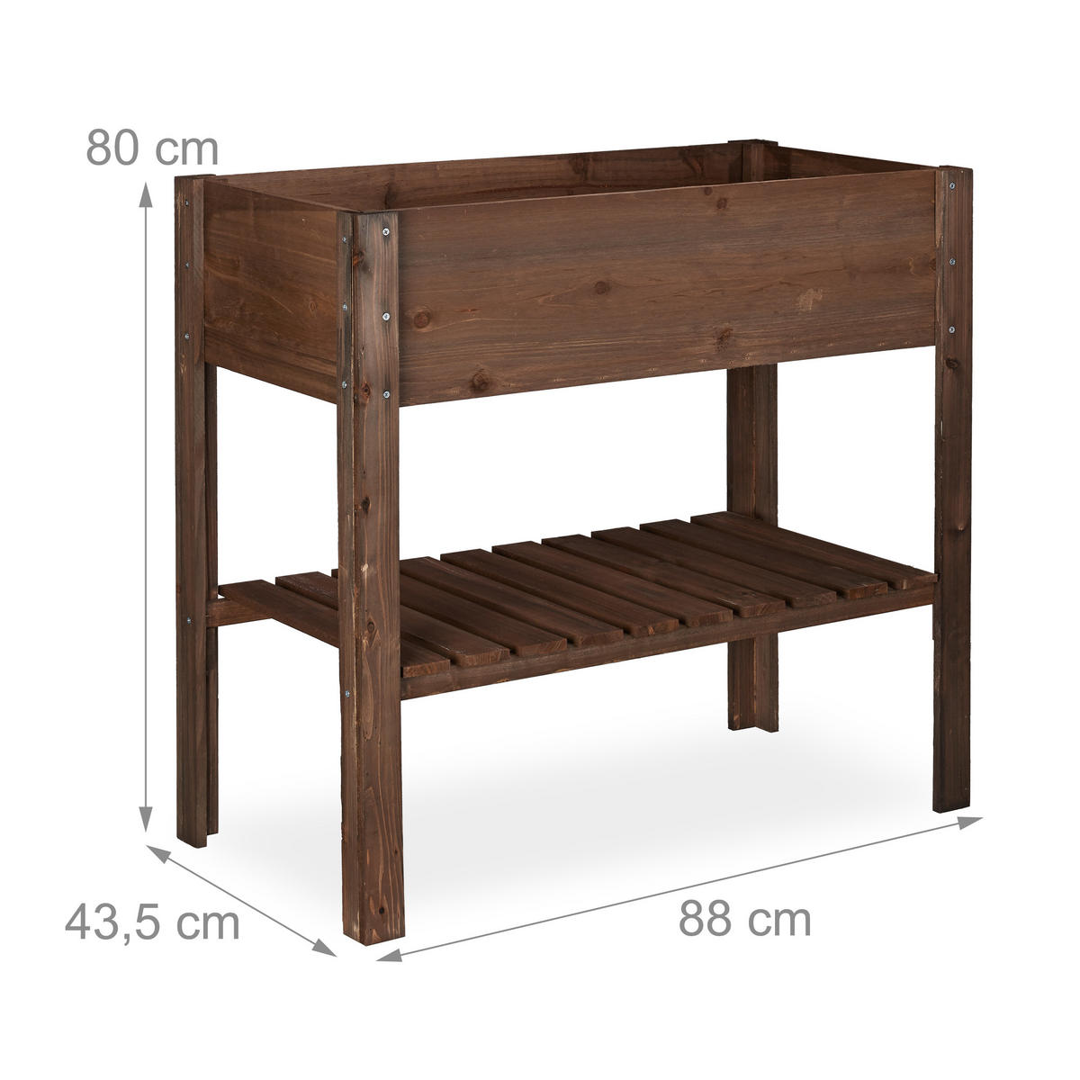 HOCHBEET - Dunkelbraun, Holz (88/80/43.5cm) - Relaxdays