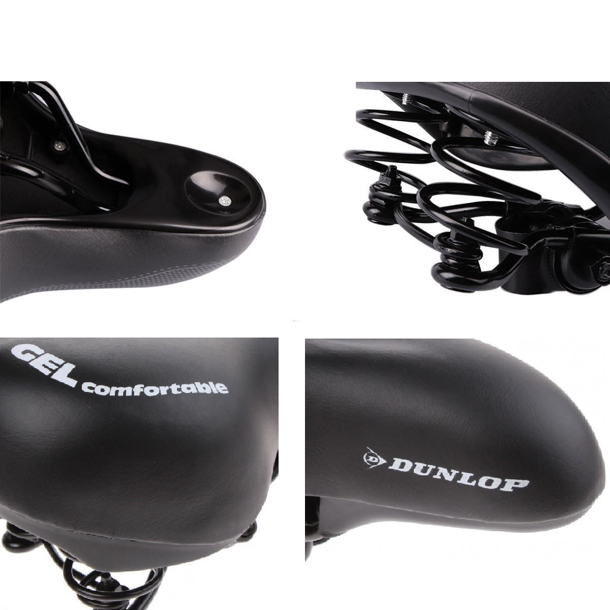 FAHRRADSATTEL – Extraweicher Gel Sattel FGC19, Ergonomisch, Komfortabel Gepolstert, Für Damen & Herren, City- und Tourenräder, Memory-Funktion - Schwarz, Textil/Metall (22/9/27cm) - Dunlop