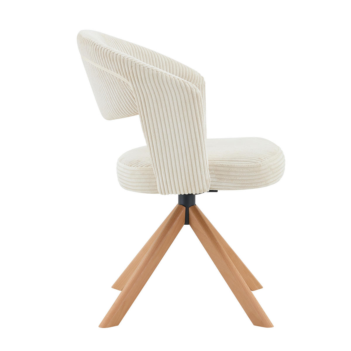 ESSZIMMERSTÜHLE 2er-Set Drehbar Cord Massivholz Retro-Stil - Beige, Textil (47/81.5/47.5cm) - Urban Meuble