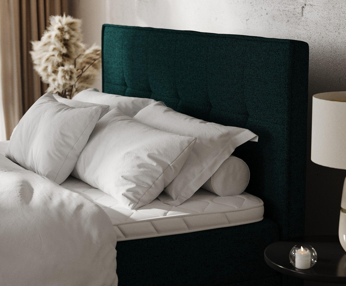 BOXBETT Tivra 160/200 cm Grün im Riva Stoff - Schwarz/Grün, Holz/Holzwerkstoff (160/200cm) - AltaBeds