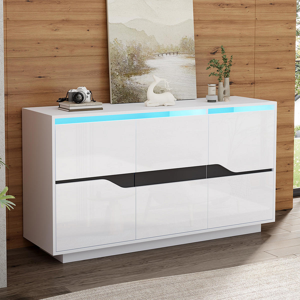 SCHRANK 3-tlg. Weiß 140/40/76 cm - Weiß, Holz (140/76/40cm) - Zephmum