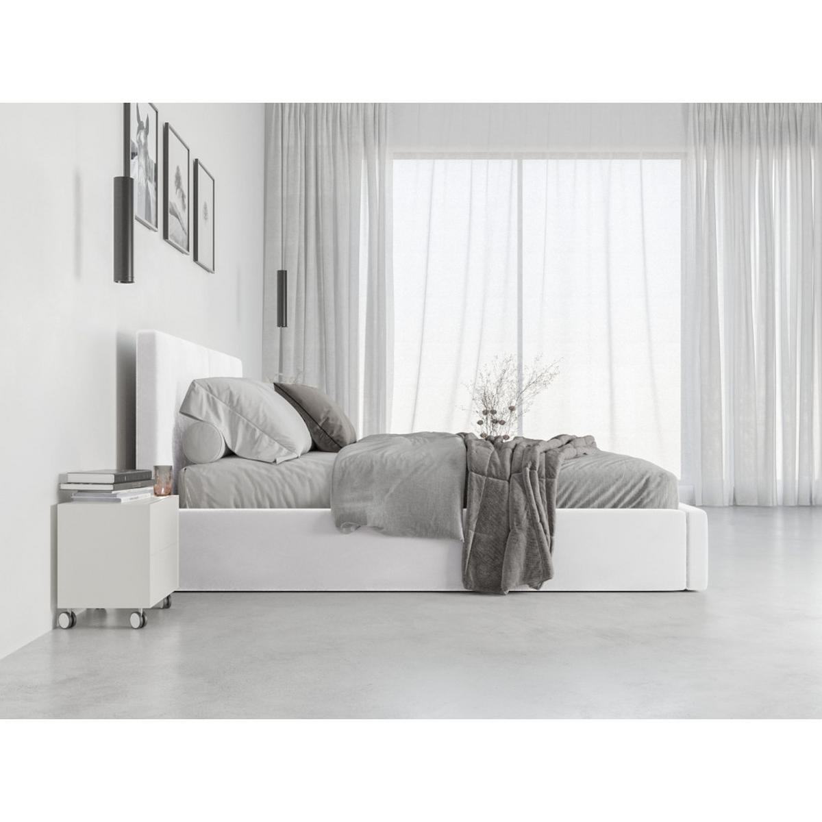 POLSTERBETT Hilton 160x200cm in Weiß mit Stauraum - Weiß, Textil/Metall (160/200cm) - Interbeds
