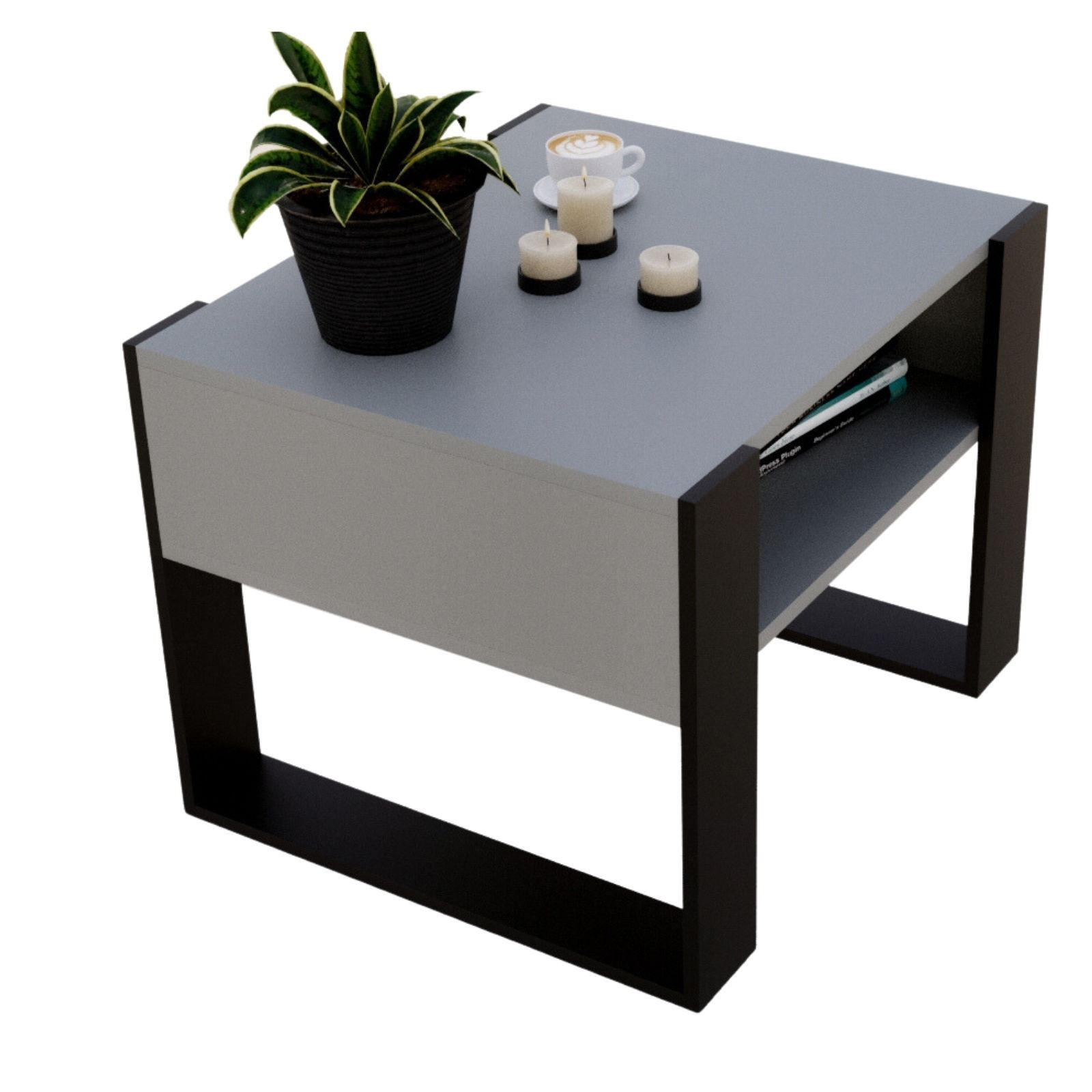 COUCHTISCH Karo65 65/45/53,6 - Schwarz/Grau, Holzwerkstoff (53/65/45cm) - RAUMHIRSCH FURNITURE