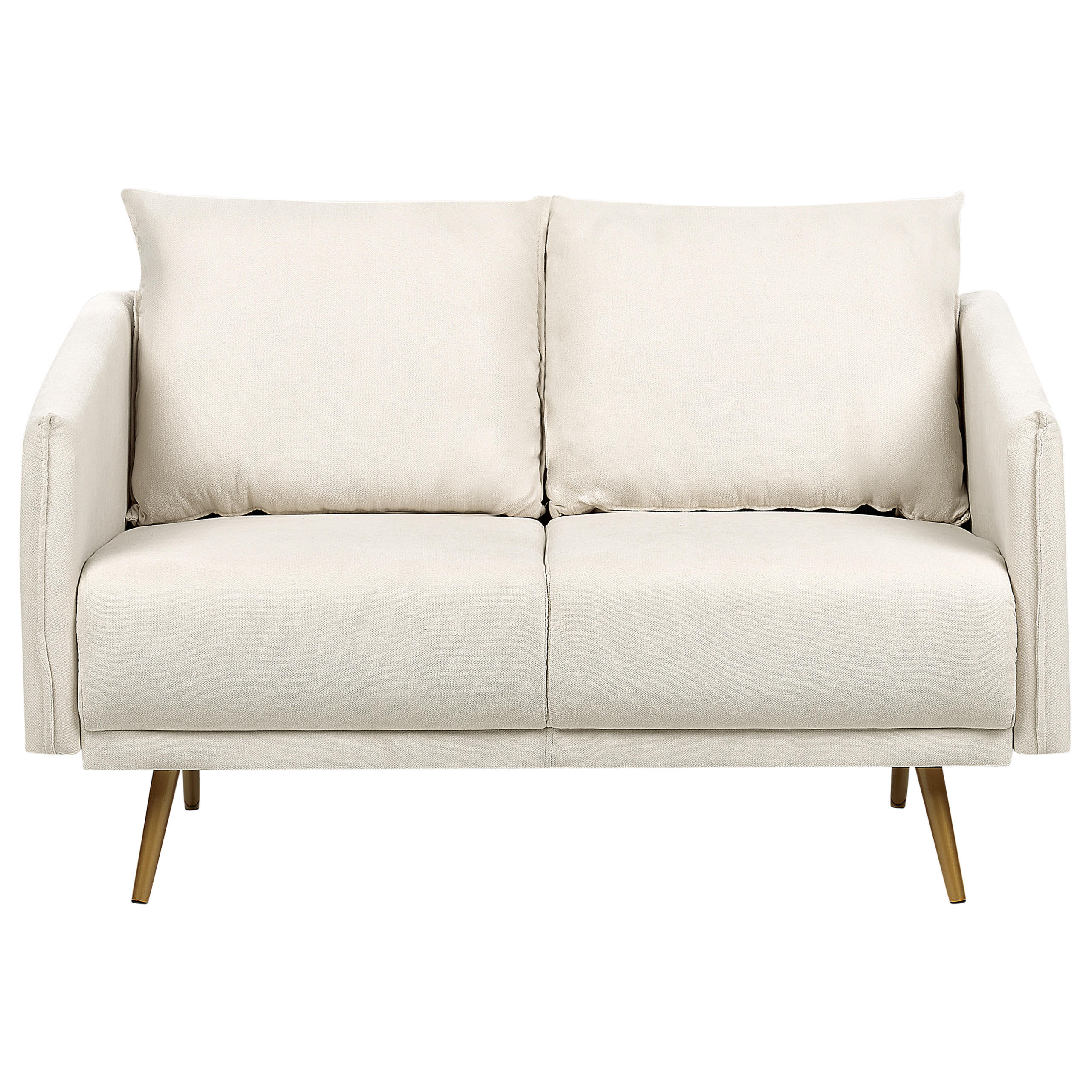 2-SITZER-SOFA beige mit goldenen Beinen Maura - Beige/Goldfarben, Textil (130/83/78cm) - Beliani