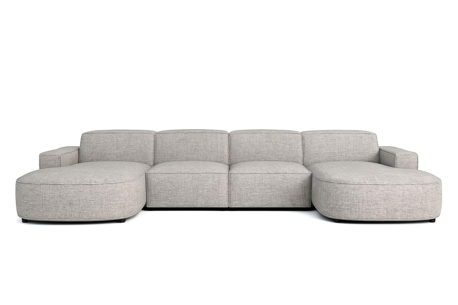 ECKSOFA Cursal Round U-Form, Stoff Artico, Nata - Grau, Holz (364/166cm) - Kaiser Möbel