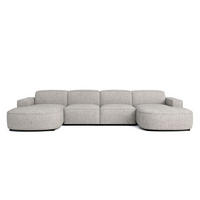 ECKSOFA Cursal Round U-Form, Stoff Artico, Nata - Grau, Holz (364/166cm) - Kaiser Möbel
