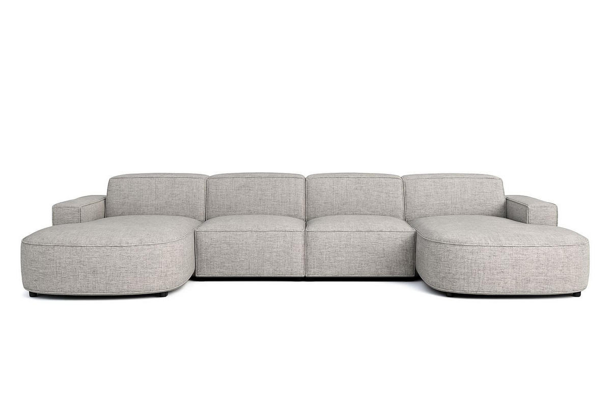 ECKSOFA Cursal Round U-Form, Stoff Artico, Nata - Grau, Holz (364/166cm) - Kaiser Möbel