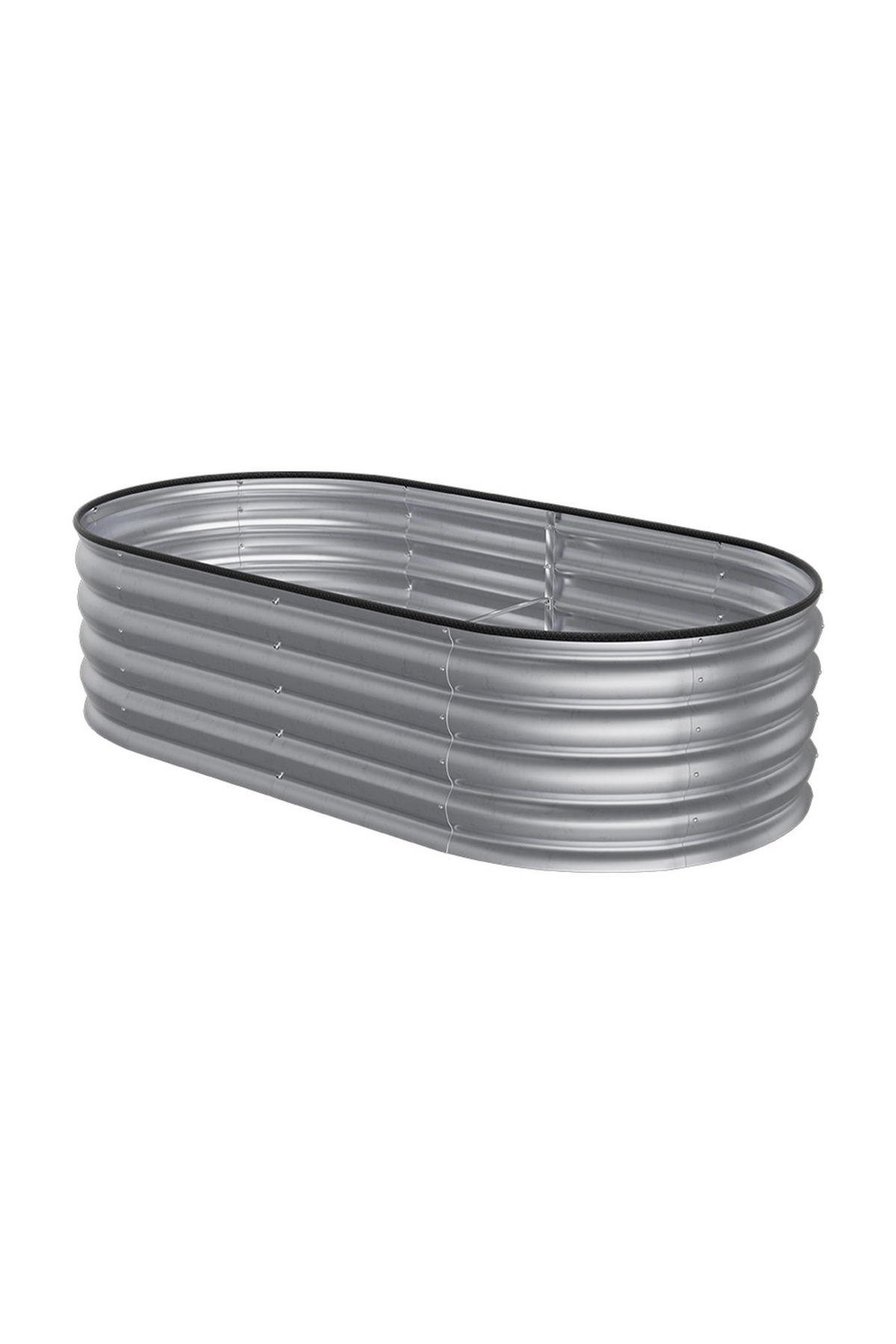 HOCHBEET-PFLANZKASTEN mit Pflanzenstütze aus verzinktem Stahl in verzinkten Silber Ovalen Blumenkasten Garten Balkon rostfest 160 × 80 × 42 cm - Grün, Metall (80/42/160cm) - Livingandhome