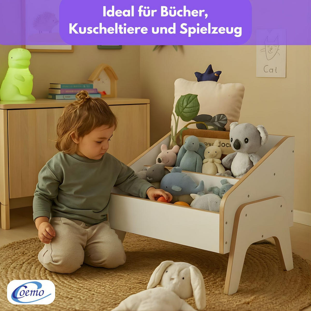 BÜCHERREGAL MILL Aufbewahrungsbox weiß 55x34x45 cm - Weiß, Holzwerkstoff (35/45/55cm) - Mein-Regal