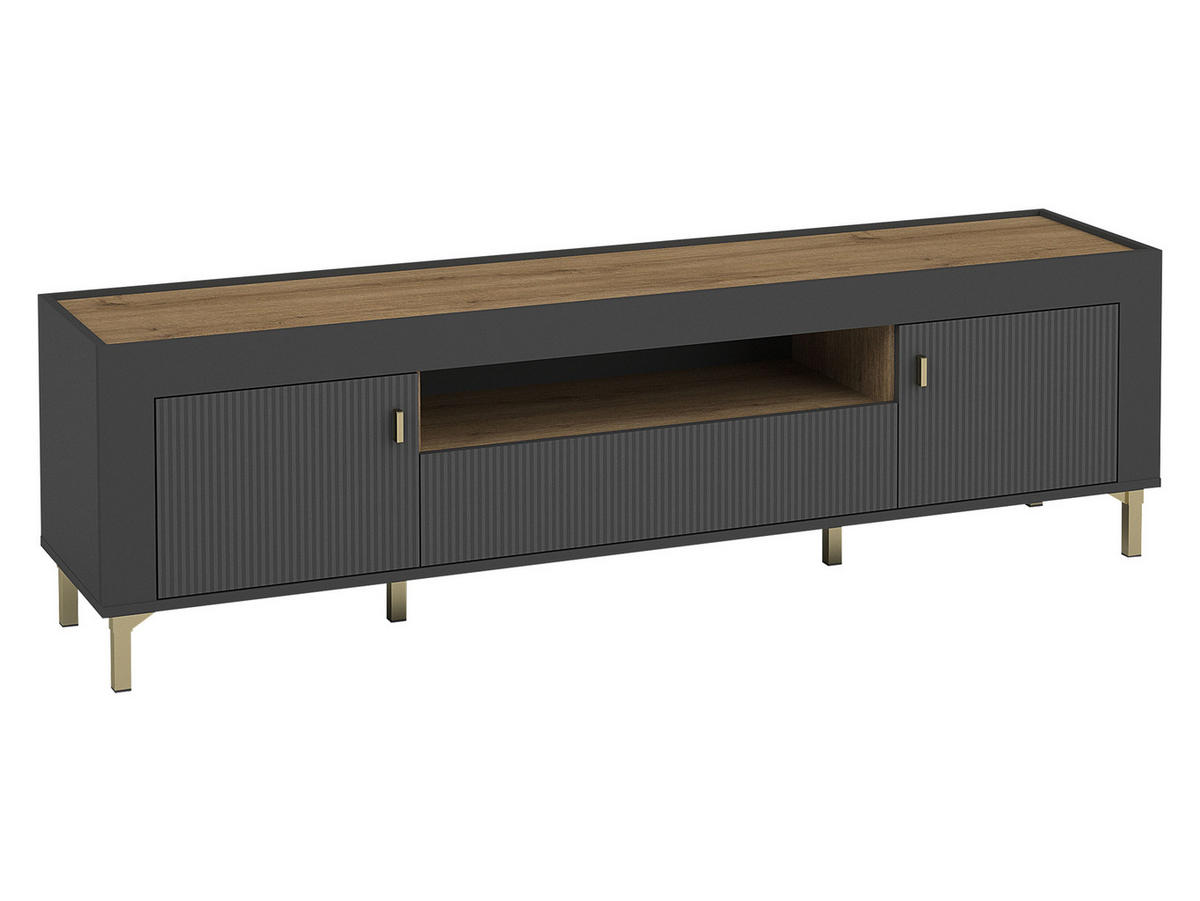 TV-LOWBOARD Mossa 2D1S MO08 - Goldfarben/Schwarz, Holzwerkstoff/Kunststoff (177/40/40cm) - MIRJAN24