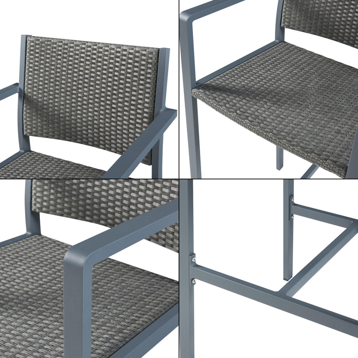 OUTDOOR-BARSTUHL-SET 2 TLG. Avise - Dunkelgrau/Anthrazit, Metall (56/113/55.5cm) - casa.pro