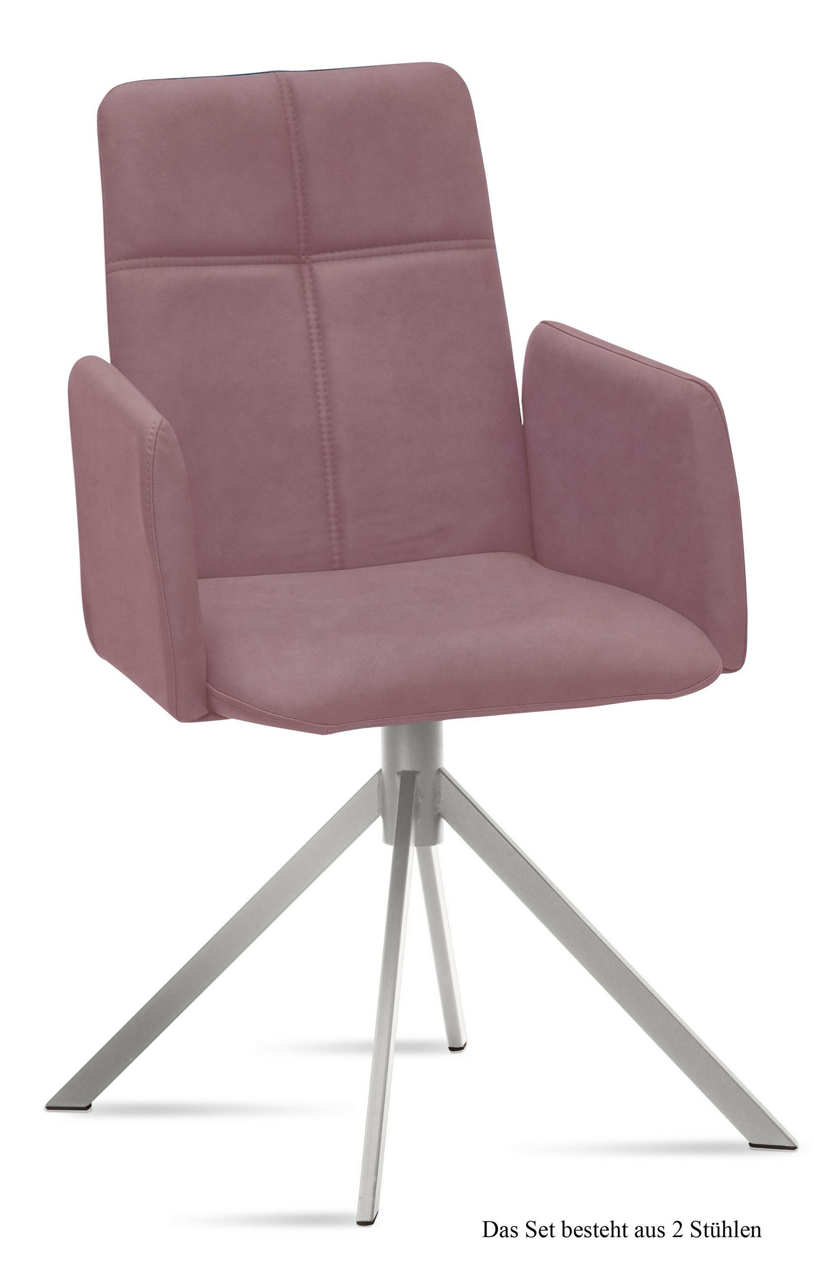 ARMLEHNSTUHL (2er-Set) Dorisa 52x92x60 Edelstahl/Rosewood - Edelstahlfarben/Dunkelrosa, Kunststoff (60/92/52cm) - 58aufmkessel