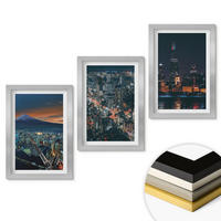 WANDBILDER 3er Set - 20x30 cm Silberner Rahmen - Bergpanorama der Stadt bei Nacht - Silberfarben, Kunststoff (20/30cm) - ArtPrintCave