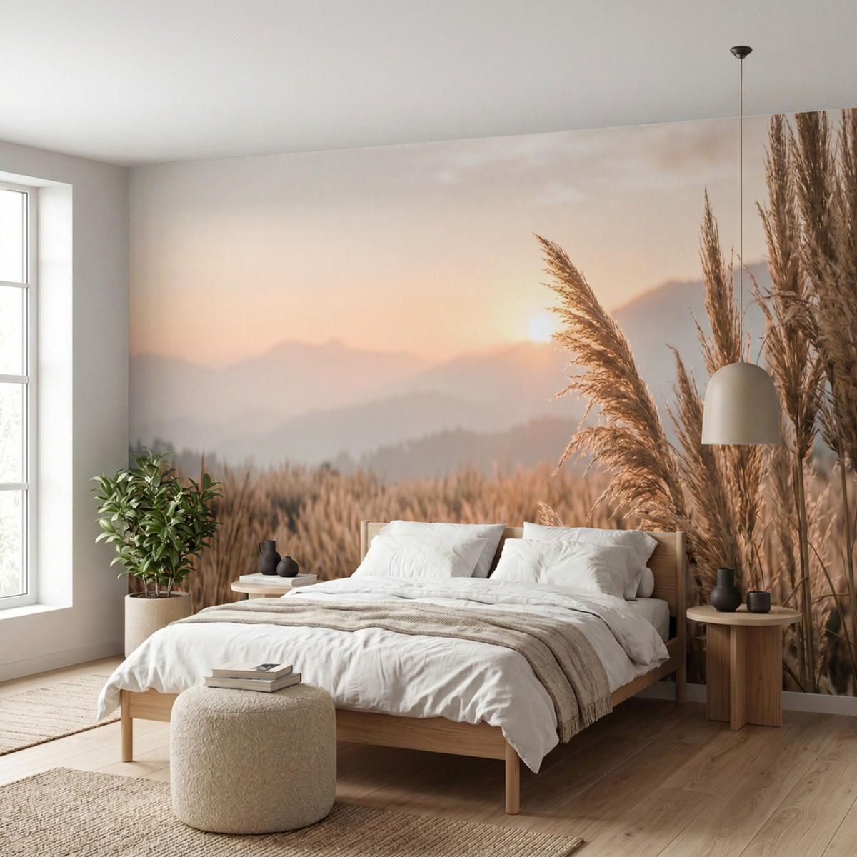 TAPETE - Gras - Feld - Sonne - Natur - 500x200 cm - Sandfarben, Papier (500/200cm) - OnlyWow