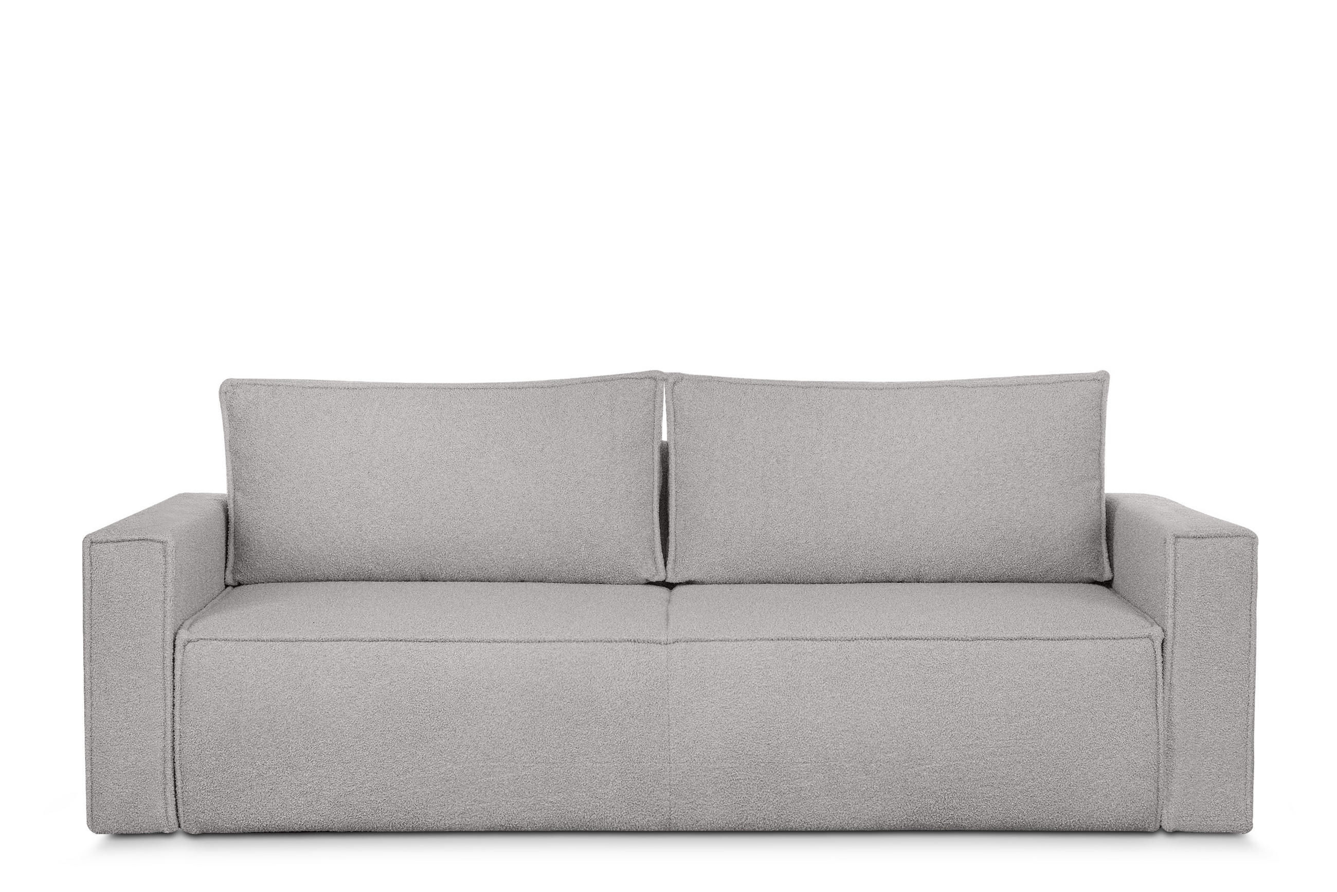 3-SITZER-SOFA NAPI II mit Schlaffunktion, aschgrau - Hellgrau/Grau, Textil (228/89/101cm) - KONSIMO®
