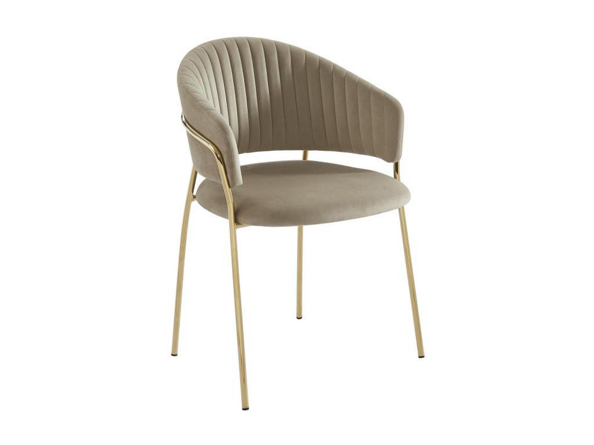 STUHL 2er-Set - Samt & goldfarbenes Metall - Beige - MADOLIA - Beige, Textil (55/81/55cm) - Pascal Morabito