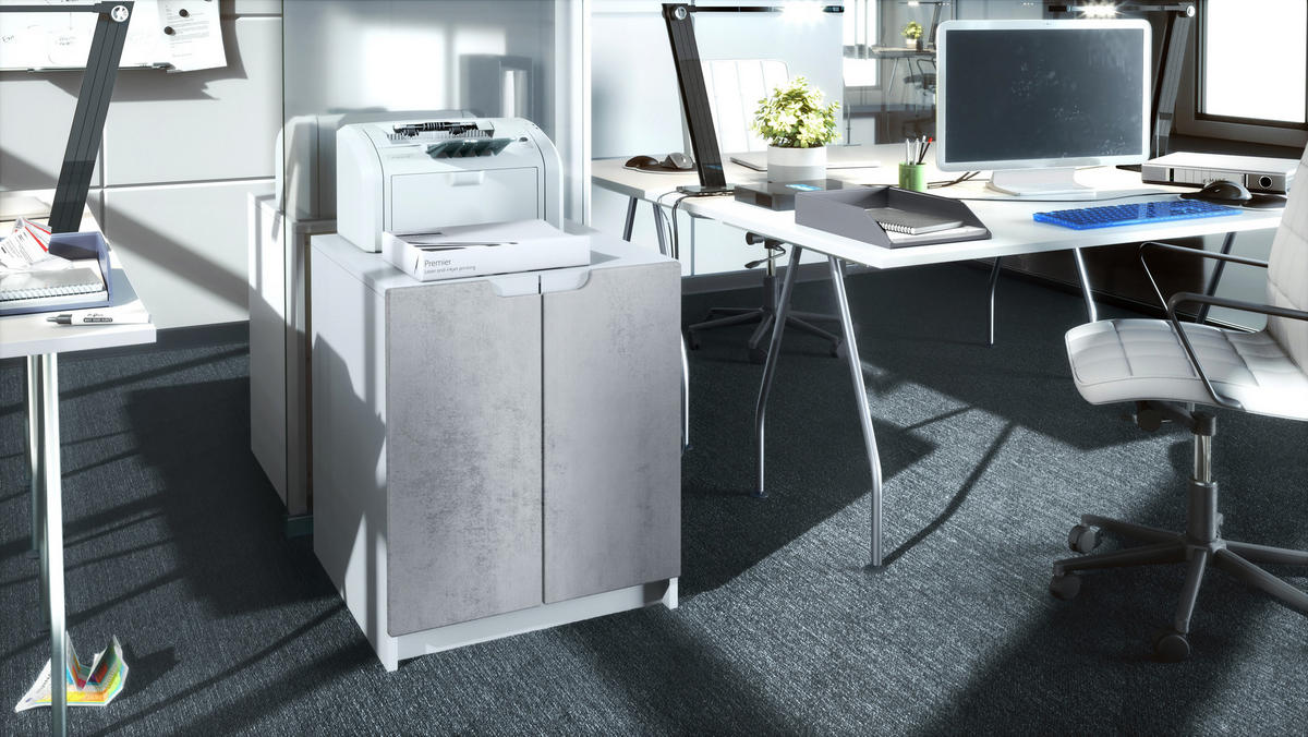 KOMMODE Logan Fronten in Beton Oxid Optik - Hellgrau, Holzwerkstoff (51/60.5/54cm) - Vladon