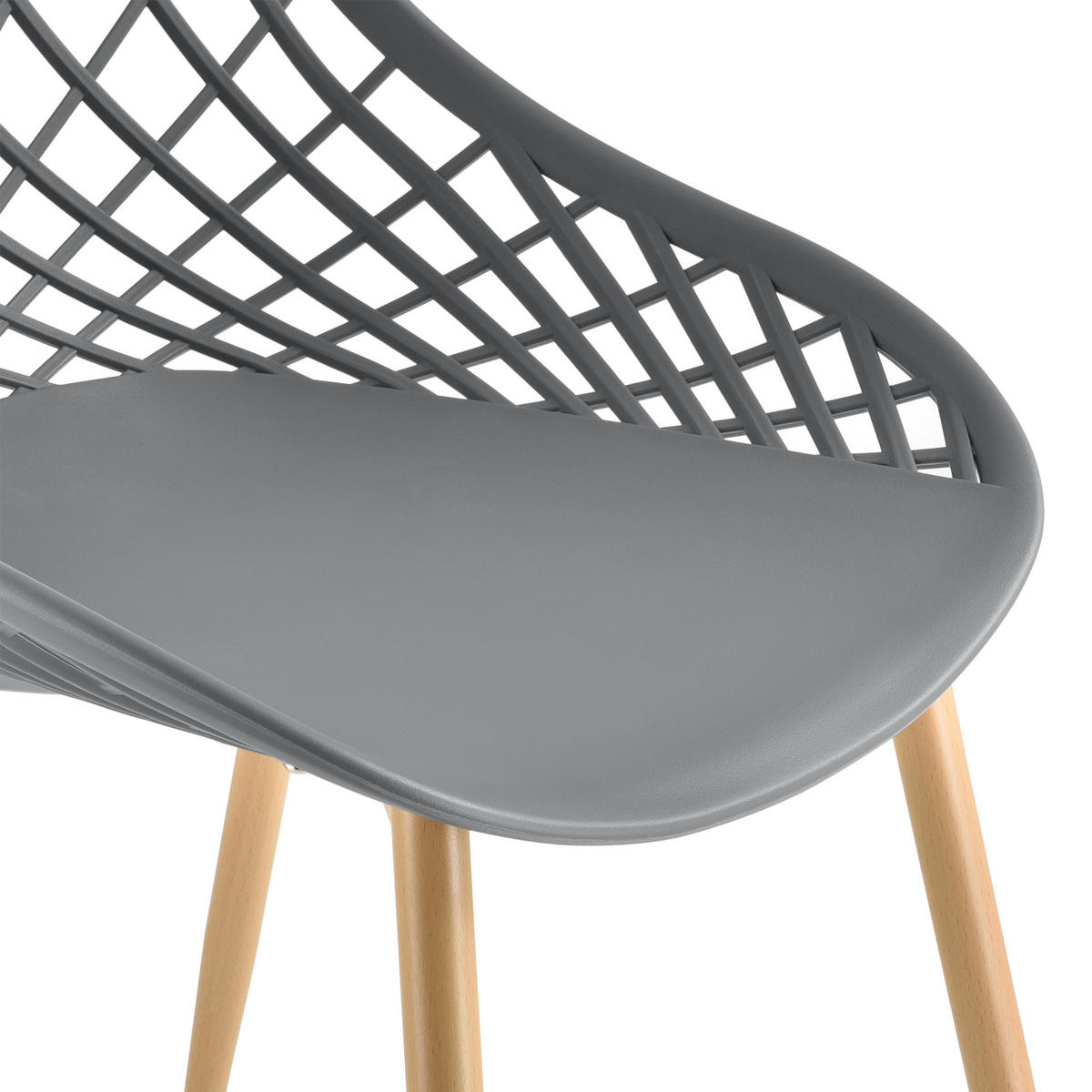 DESIGNSTUHL-SET 2 TLG. Warschau - Buchefarben/Grau, Kunststoff/Metall (48/83/58cm) - [en.casa]
