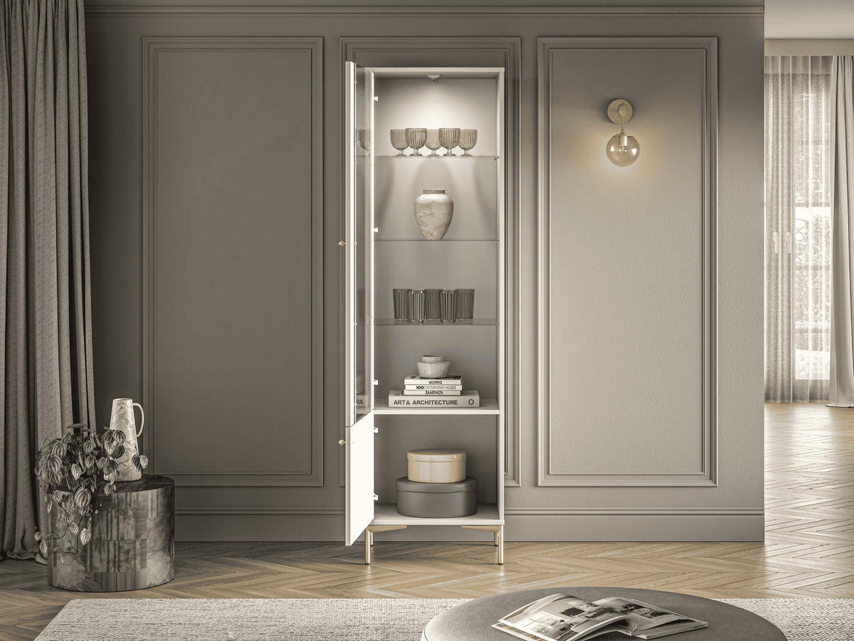 VITRINE – 54 cm – Sandro – Sandfarben - Sandfarben, Holzwerkstoff (54/190/40cm) - hi-markt
