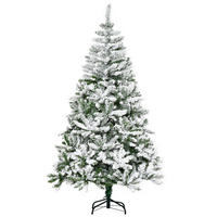 HOMCOM Künstlicher Weihnachtsbaum, 180 cm Christbaum mit Kunstschnee, Indoor - Grün, Holzwerkstoff/Metall (180cm) - HOMCOM