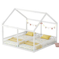HAUSBETT 90/200 cm in Weiß, 2-in-1-Design mit Schutzgitter - Weiß, Holz (90/200cm) - Flora Grace