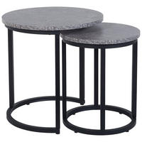 BEISTELLTISCH 2er-Set Rund Schwarz, Grau Dixie - Schwarz, Holzwerkstoff (48/48cm) - Beliani