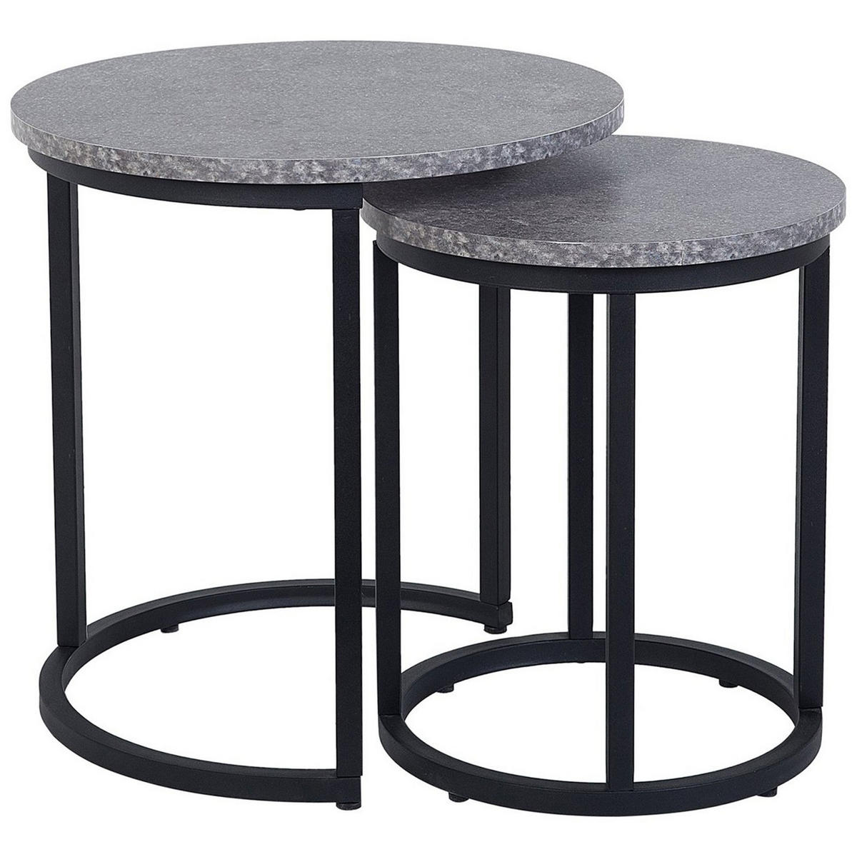 BEISTELLTISCH 2er-Set Rund Schwarz, Grau Dixie - Schwarz, Holzwerkstoff (48/48cm) - Beliani