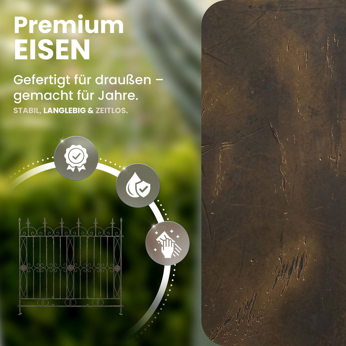 GARTENZAUN Metall Bronze - Bronzefarben, Metall (124/116cm) - CLP