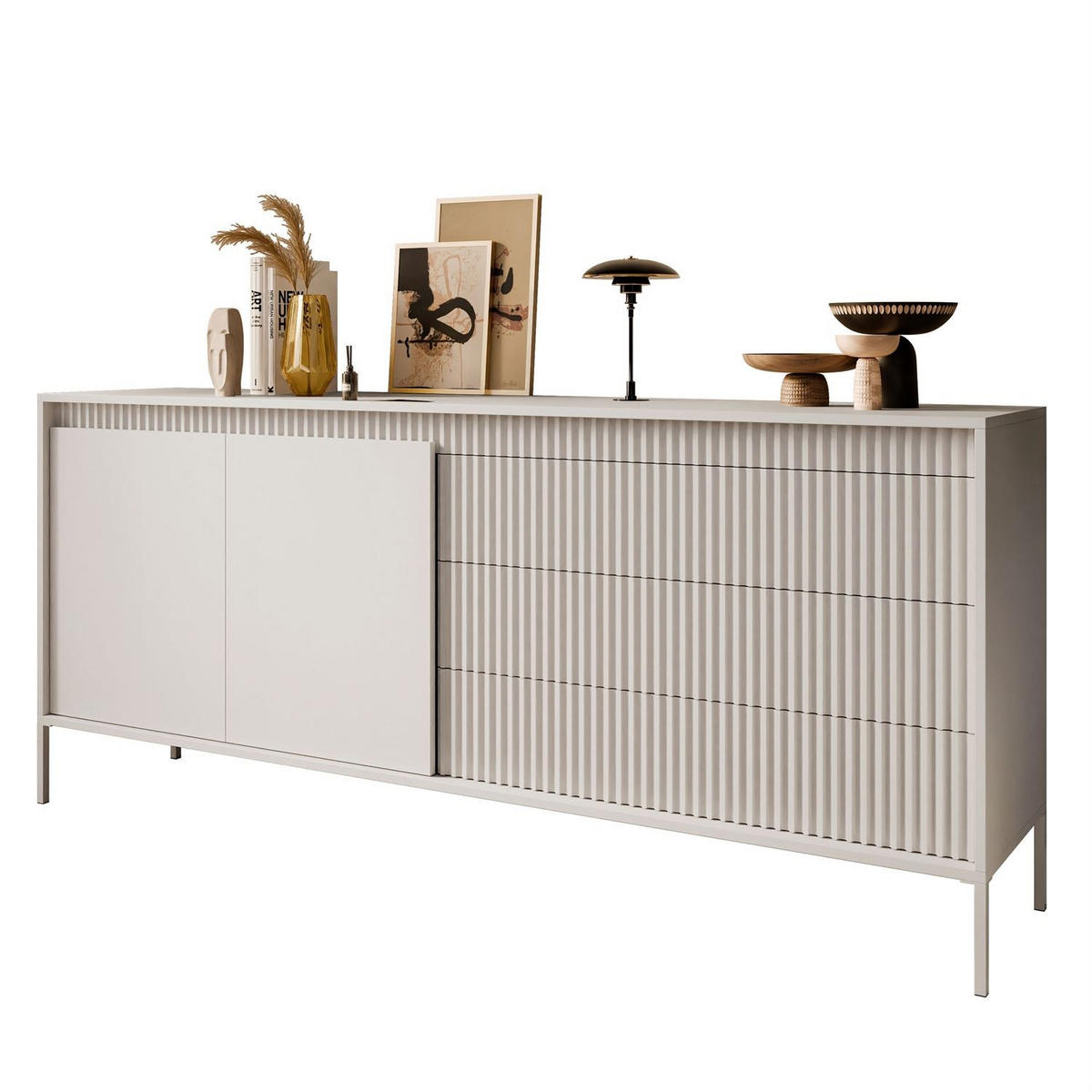 SIDEBOARD YASUMI 187 2D3S mit Schubladen - Beige, Holzwerkstoff (187.1/81.4/39.5cm) - Lookway