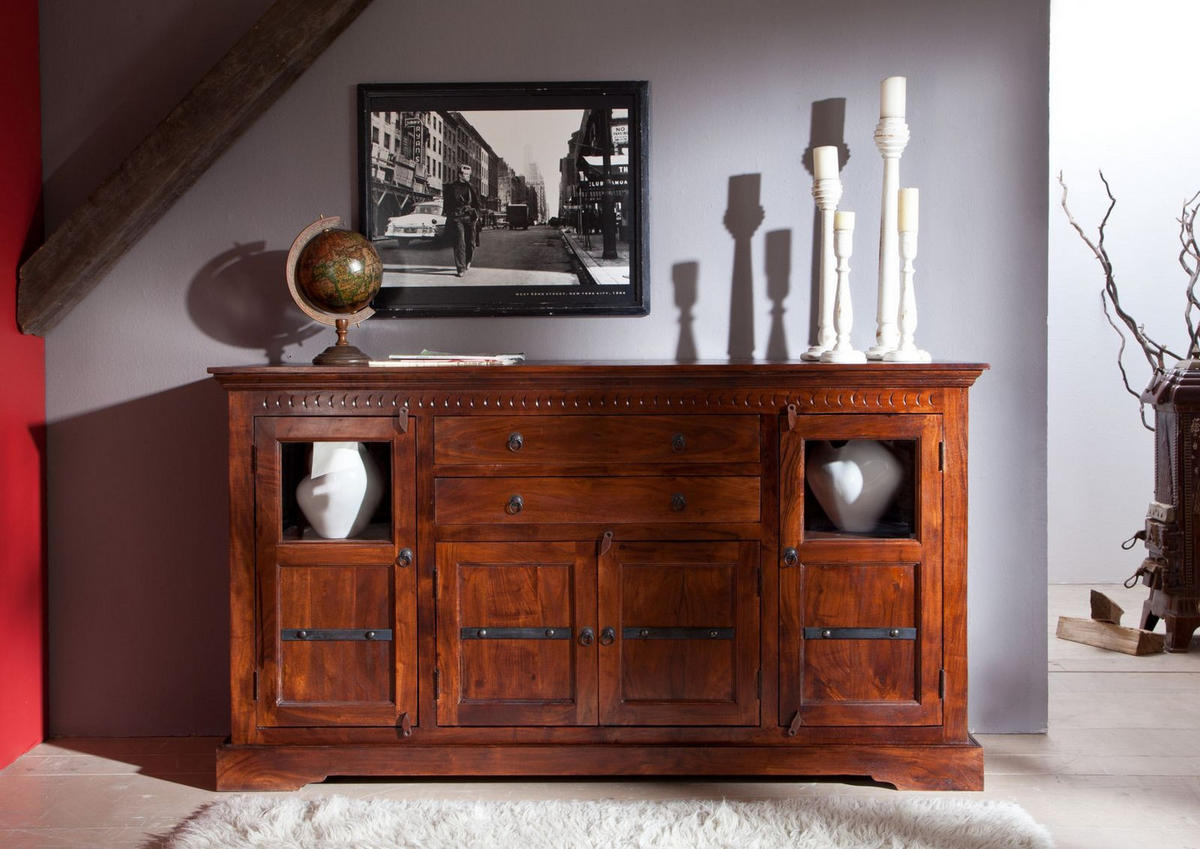 SIDEBOARD Akazie 181x50x100 nougat lackiert OXFORD #453 - Dunkelbraun, Holz (181/100/50cm) - Massivmoebel24