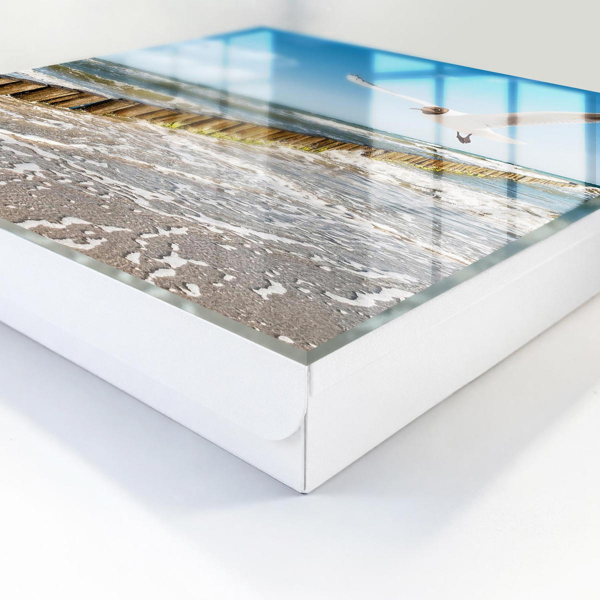 SCHLÜSSELBOX Weiß 30x30 cm – Türöffnung nach rechts - Meeresraum - Blau, Metall (30/30/5cm) - TULUP