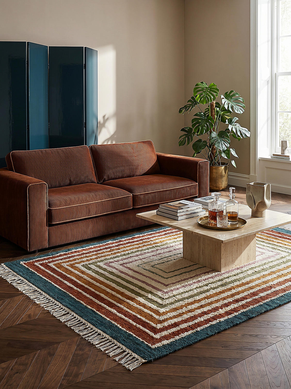 WOLLTEPPICH handgewebt FROND, geometrisch, Bunt, 200 x 300 cm - Multicolor, Textil (200/300cm) - KADIMA DESIGN