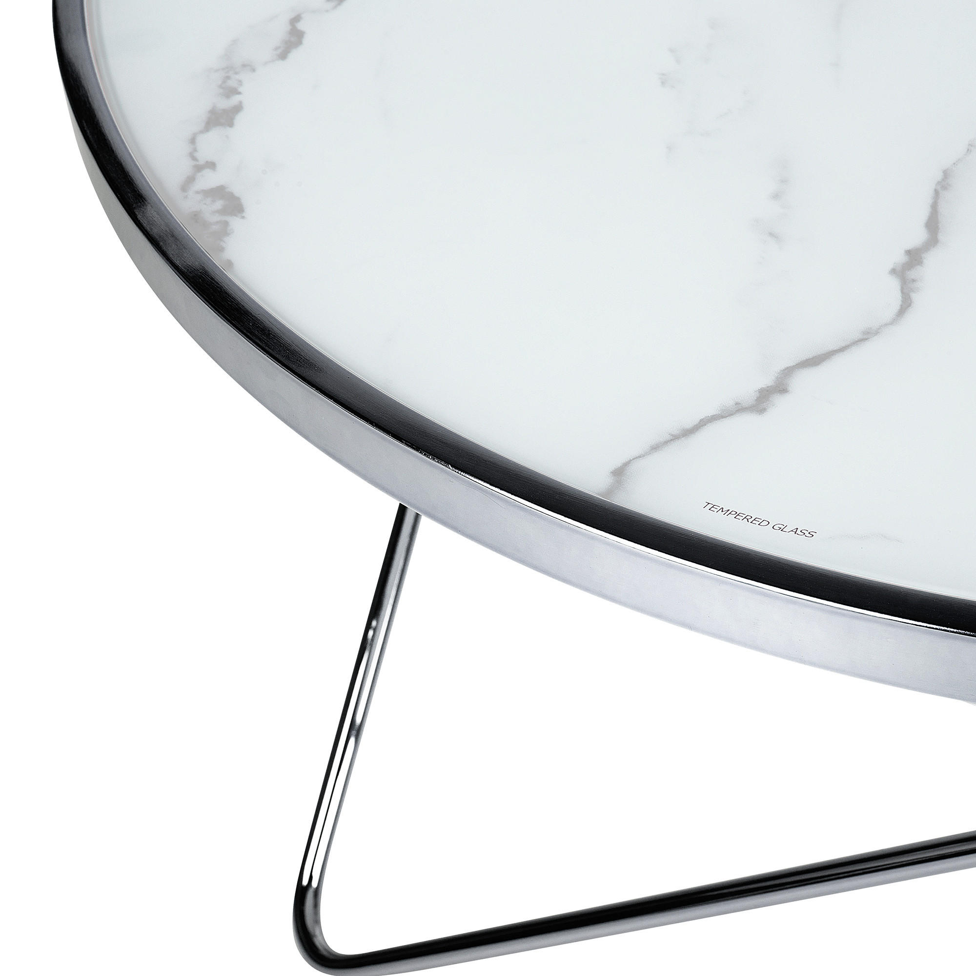 COUCHTISCH Marmor Optik weiß/silber 80 cm Meridian - Silberfarben/Weiß, Glas (80/80/40cm) - Beliani