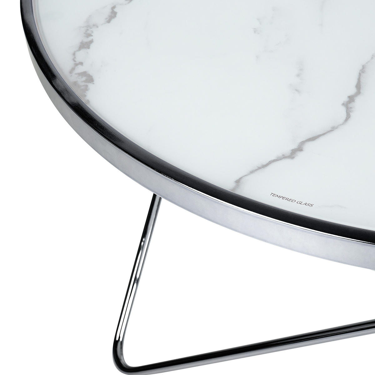 COUCHTISCH Marmor Optik weiß/silber 80 cm Meridian - Silberfarben/Weiß, Glas (80/80/40cm) - Beliani